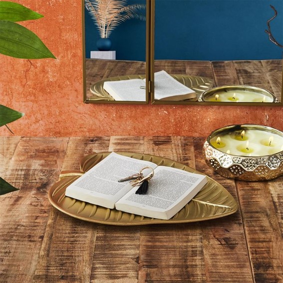 Taca Dekoracyjna LIŚĆ 30cm Złoty