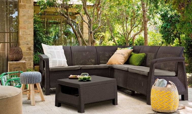 Narożnik Ogrodowy Corfu Relax 189x189x79 Brązowy