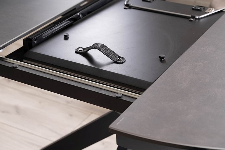 Stół Rozkładany PORTO (120-160)x120 Czarny/Ciemny Szary Efekt Marmuru