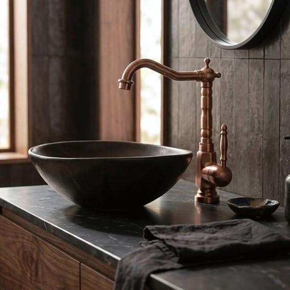 Bateria Umywalkowa Wysoka BONA Miedź Szczotkowany