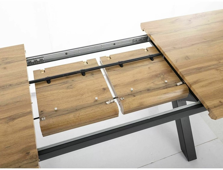 Stół XAVIERO II (160-240)x90 Czarny/Dąb Artisan