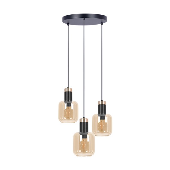 Lampa Wisząca DOKA K-5267 Czarny/Złoty/Bursztynowy