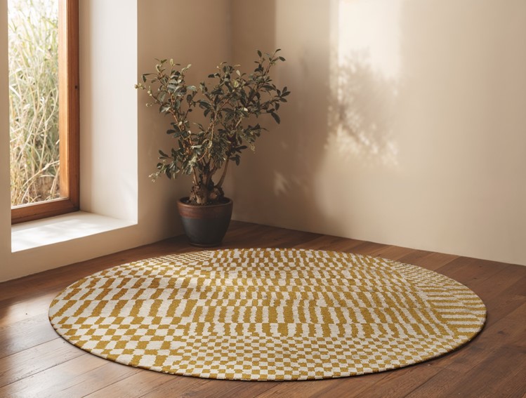 Dywan BERBER Erg Round 9648 240x240 cm Szary/Żółty