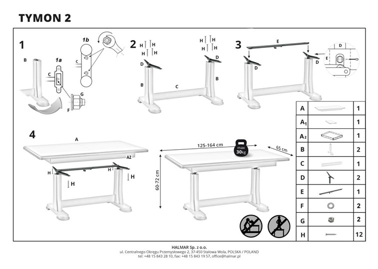 Ławostół TYMON 2 (125-164)x65 Kasztan