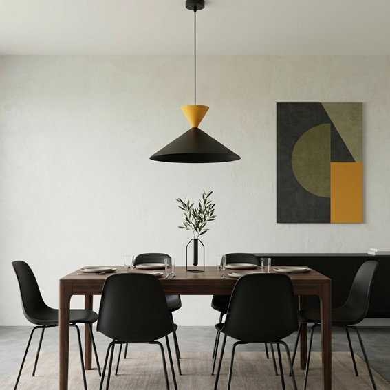 Lampa Wisząca RALF 1M Czarny/Pomarańczowy