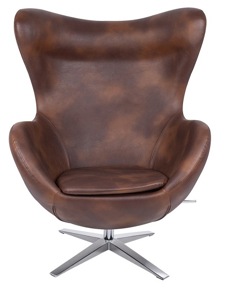 Fotel EGG Szeroki PU Brąz/Koniak