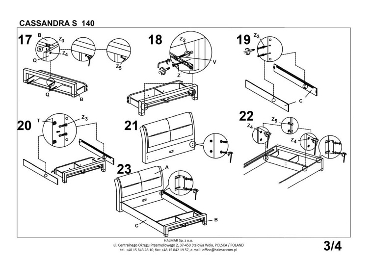 Łóżko CASSANDRA S 140 Biały/Czarny