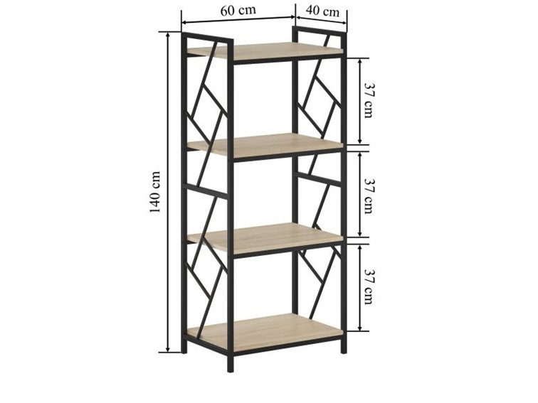 Regał R2(4P)-FX Dąb Sonoma/Czarny