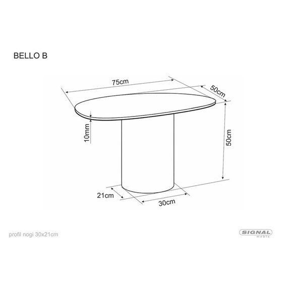 Ława BELLO B 75x50cm Biały Połysk/Miedziany
