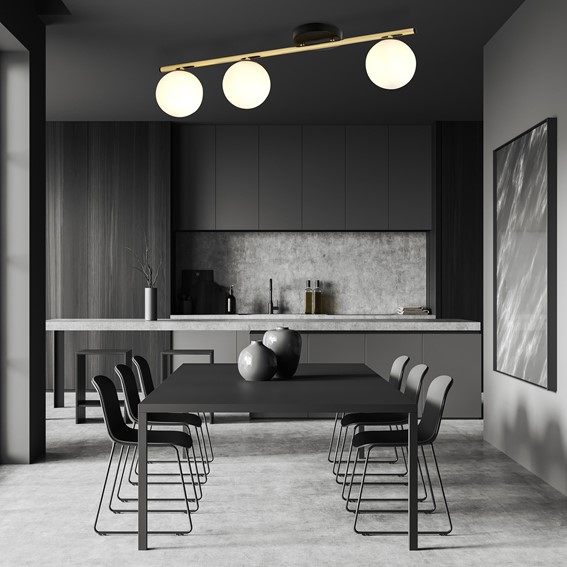 Lampa Sufitowa MONZA 3 Czarny/Opal