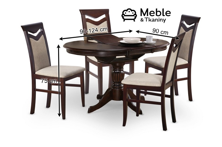 Stół Rozkładany WILLIAM (90-120)x90 Ciemny Orzech