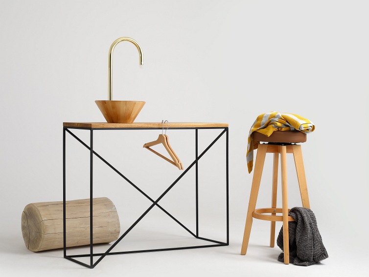 Konsola MEMO SOLID WOOD 100x30 Dąb/Czarny