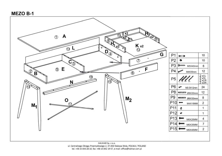 MEZO B1 biurko wielobarwny