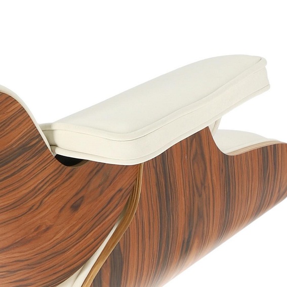 Fotel z Podnóżkiem VIP 54x82x85 Biały/Rosewood/Srebrna Baza