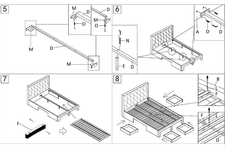 Łóżko BETINA z Pojemnikiem 120x200 cm Popielaty