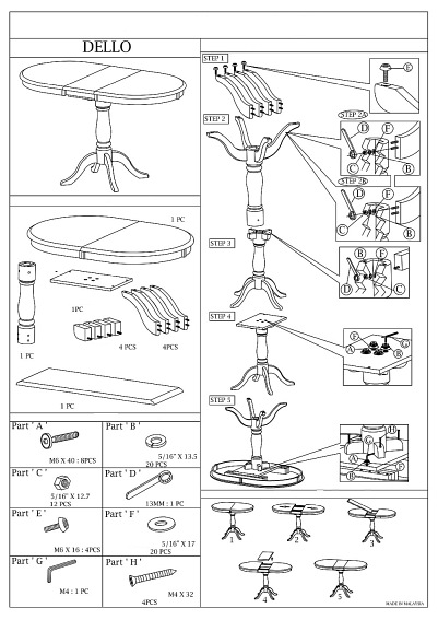 Stół Rozkładany DELLO (130-100)x70 Biały