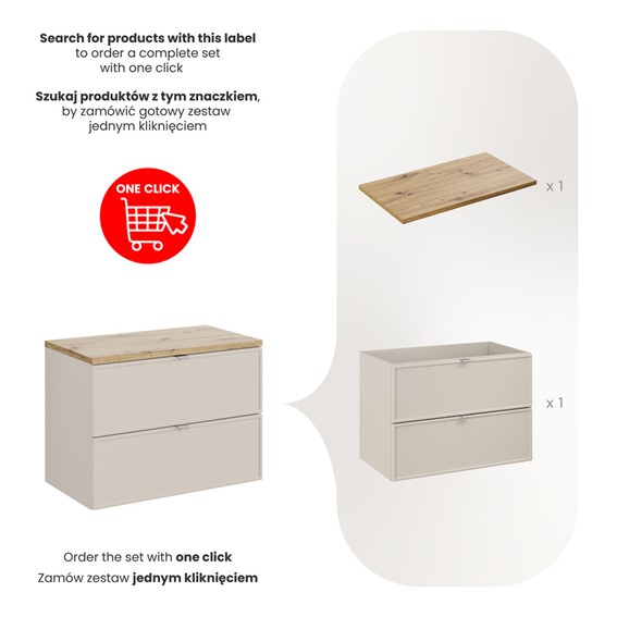 Zestaw Meblowy BELLA 80cm Dąb Artisan/Kaszmirowy Mat