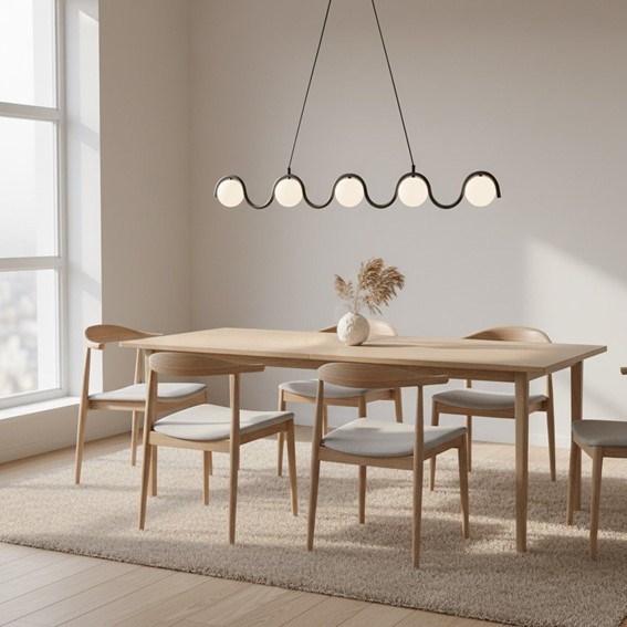 Lampa Wisząca SINUS 5 Czarny/Opal