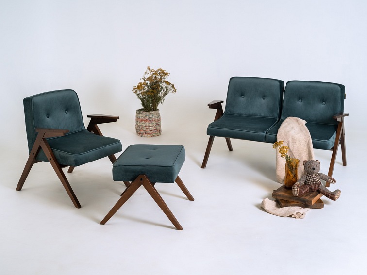 Sofa 2 os. Vinc 120x68x72 Borówka Amerykańska/Orzech