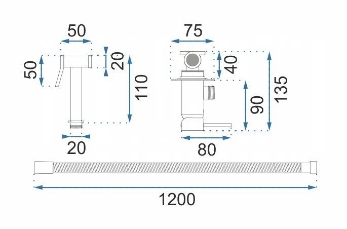 Bateria Bidetowa LOOP LUNGO Złoty