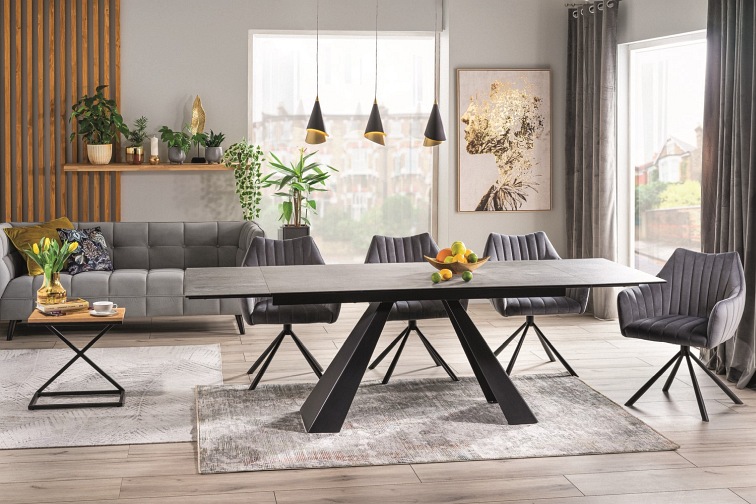 Stół Rozkładany SALVADORE Ceramic (160-240)x90 Szary Marmur/Czarny