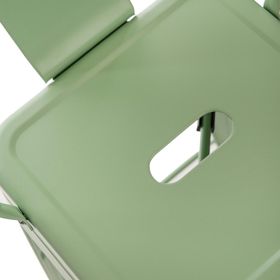 Stołek Barowy PARIS Back Zielony Inspirowany Tolix