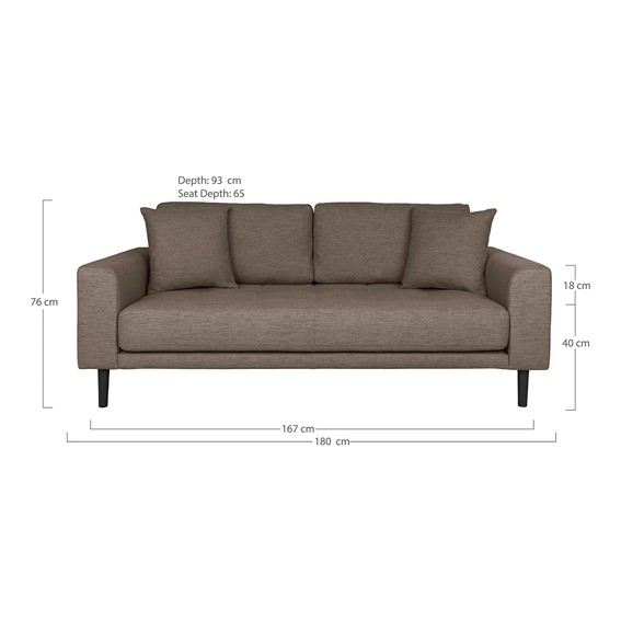 Sofa LIDO 2,5 Brązowy/Czarny