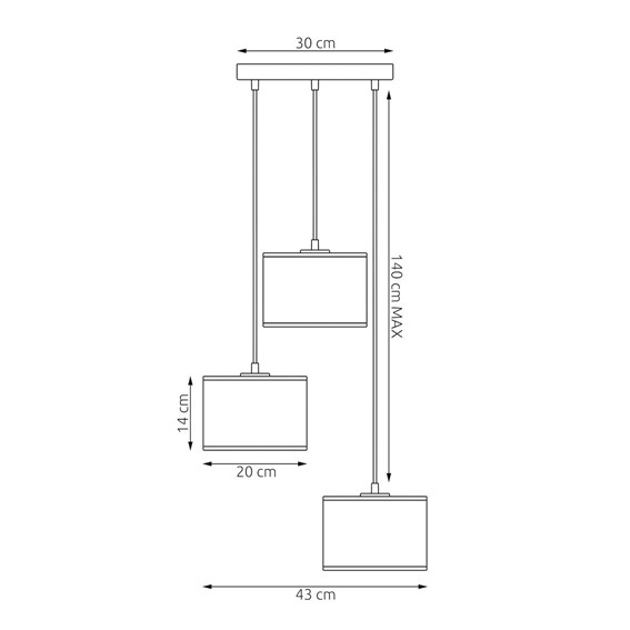 Lampa Wisząca KARBON 3 PREM Czarny