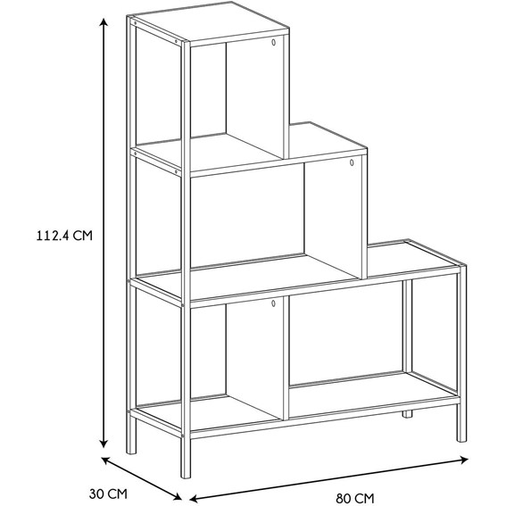 Regał Schodkowy EDISON M Naturalny/Czarny
