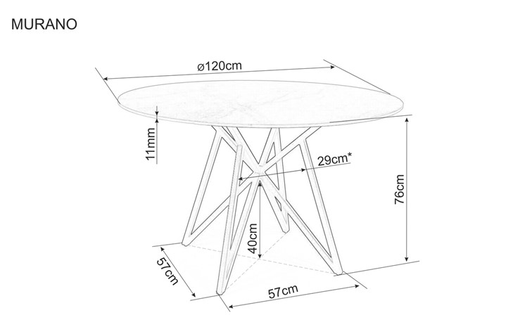 Stół MURANO fi120 Czarny/Szary Efekt Marmuru