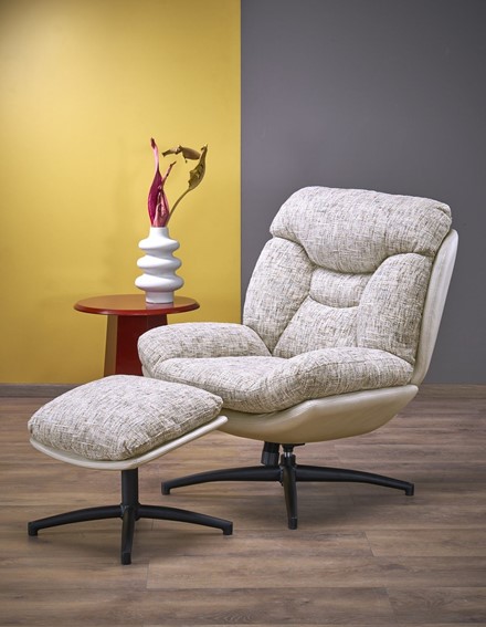 Fotel KRONOS z Podnóżkiem Beżowy