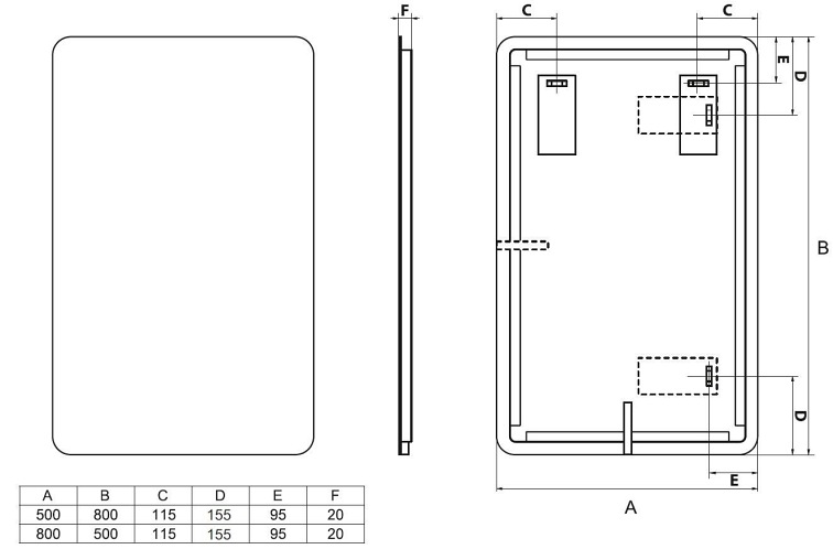 Lustro Stella LED 50x80