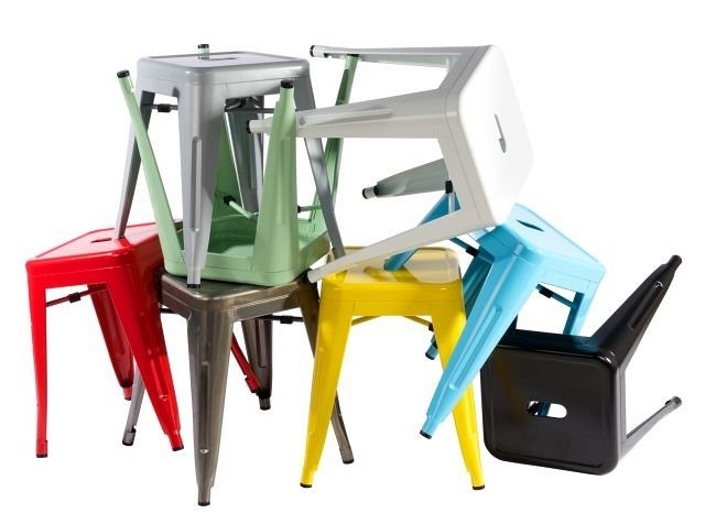 Stołek PARIS żółty inspirowany Tolix