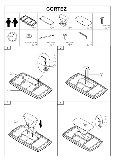 Stół Rozkładany CORTEZ CERAMIC (210-160)x90 Efekt Marmur/Antracyt