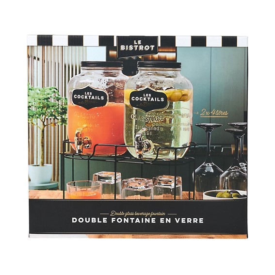 Zestaw 2 Słojów na Napoje 2x 4l Transparentny