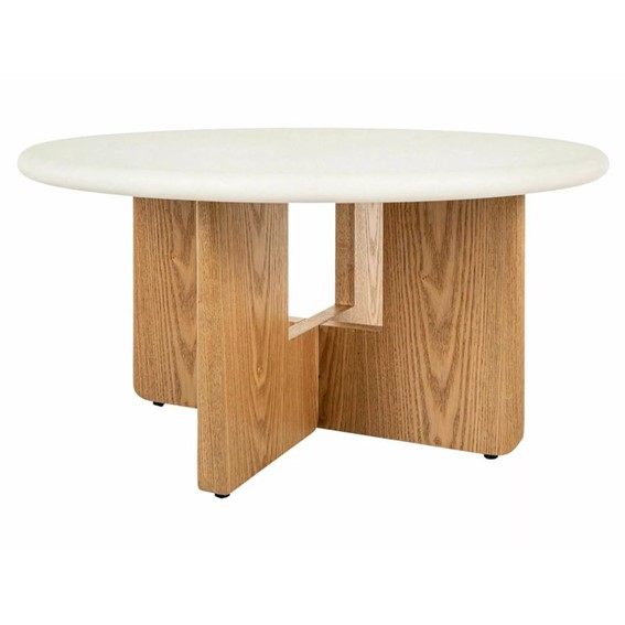 Ława ALMA Fi80cm Ecru/Dąb