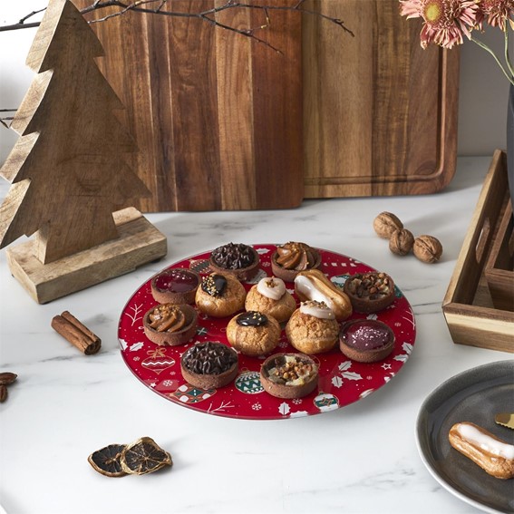 Taca Obrotowa na Ciasto 28cm Czerwony