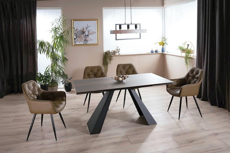 Stół Rozkładany SALVADORE (160-240)x90 Efekt Drewna Brąz/Czarny