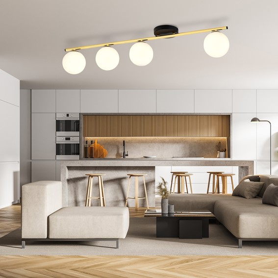 Lampa Sufitowa MONZA 4 Czarny/Opal