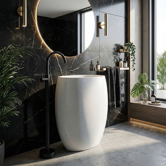 Bateria Umywalkowa Podłogowa LUNGO Czarny