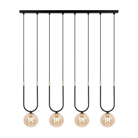 Lampa Wisząca GOLDI K-5597 Czarny/Złoty/Bursztynowy
