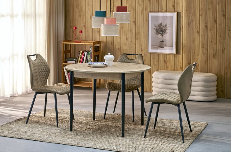 Stół Rozkładany PIVOT (102-142)x102 Dąb Artisan/Czarny