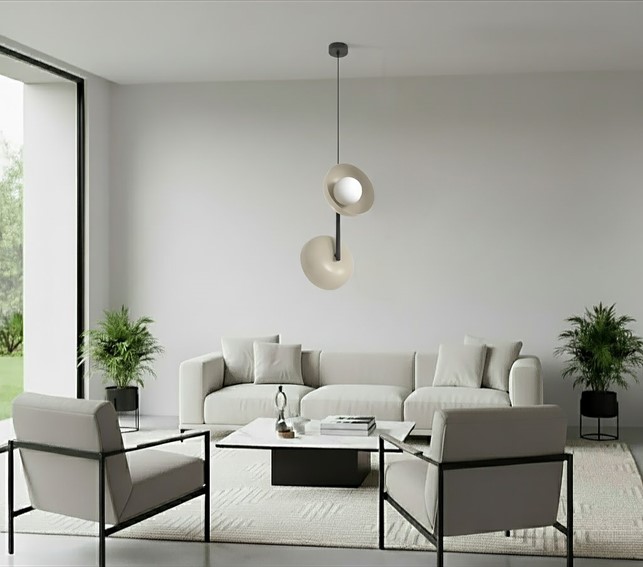 Lampa Wisząca VANILA 2 Czarny/Beżowy