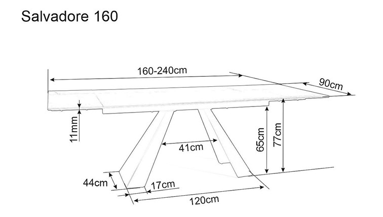 Stół Rozkładany SALVADORE Ceramic (160-240)x90 Sahara Noir/Czarny