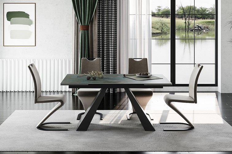 Stół Rozkładany SALVADORE Ceramic (160-240)x90 Ossido Verde/Czarny