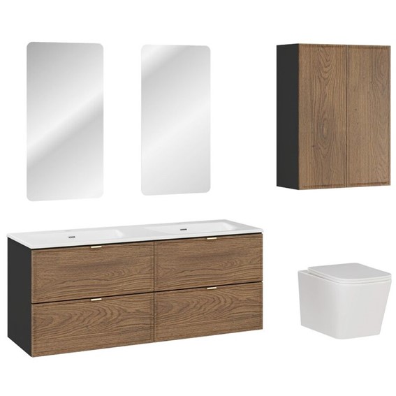 Zestaw Meblowy SKY 120cm Czarny Mat/Dąb Casella