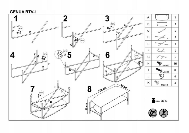 Stolik GENUA RTV1 Czarny/Naturalny