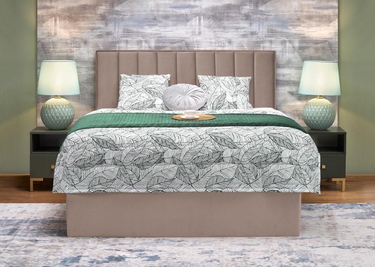 Łóżko Kontynentalne Tapicerowane ASENTO 160x200 Beżowy