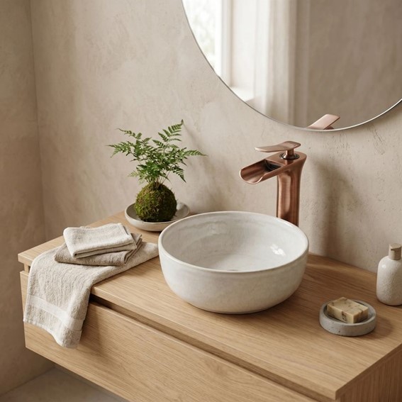 Bateria Umywalkowa Wysoka LAGUNA Miedź Szczotkowany