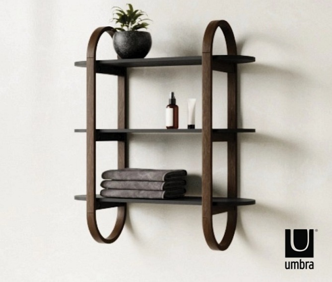 Półka Ścienna BELLWOOD Czarny/Orzech